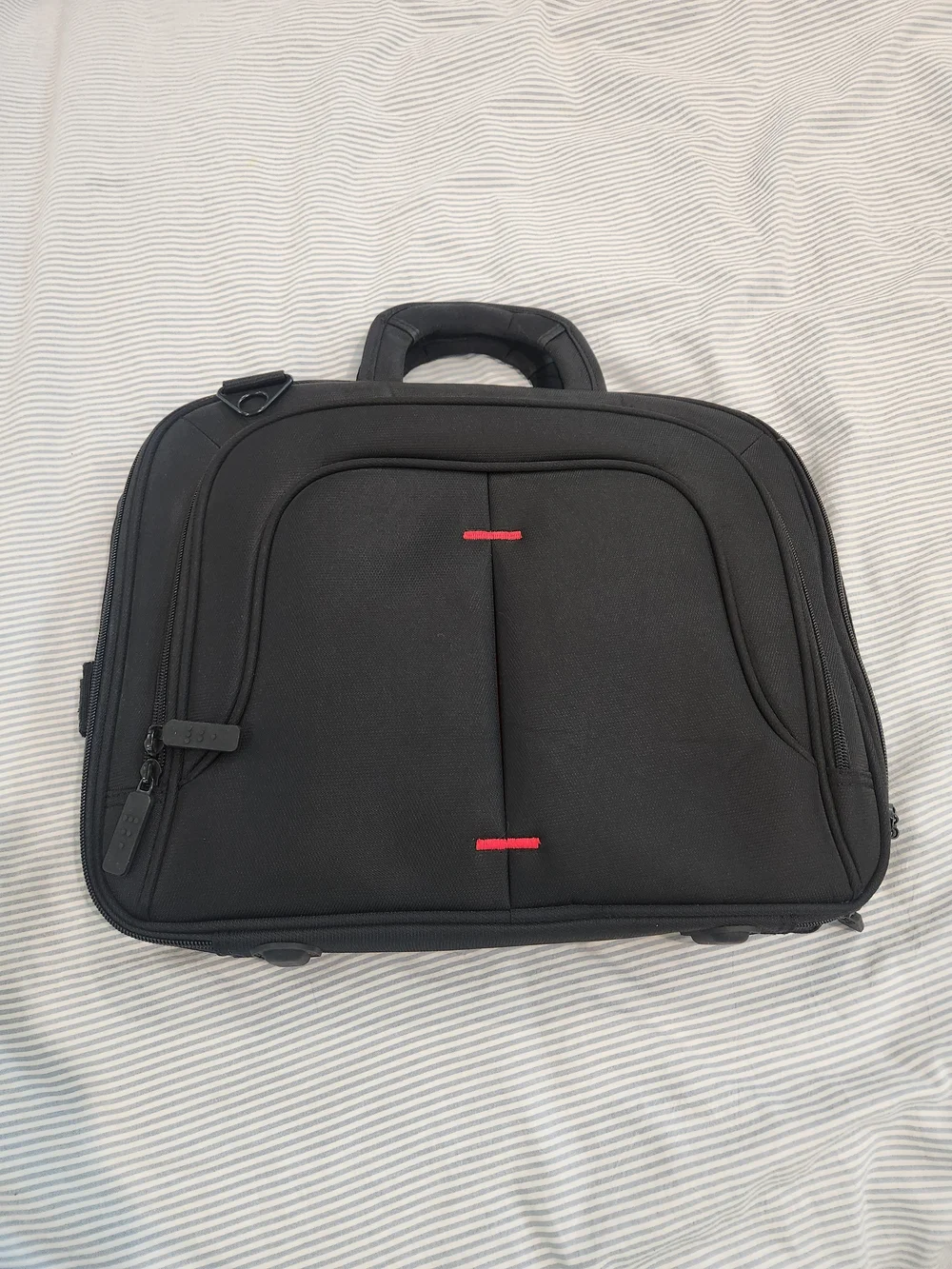 Eco Style Pro Professional Black Laptop Briefcase with Red Accents